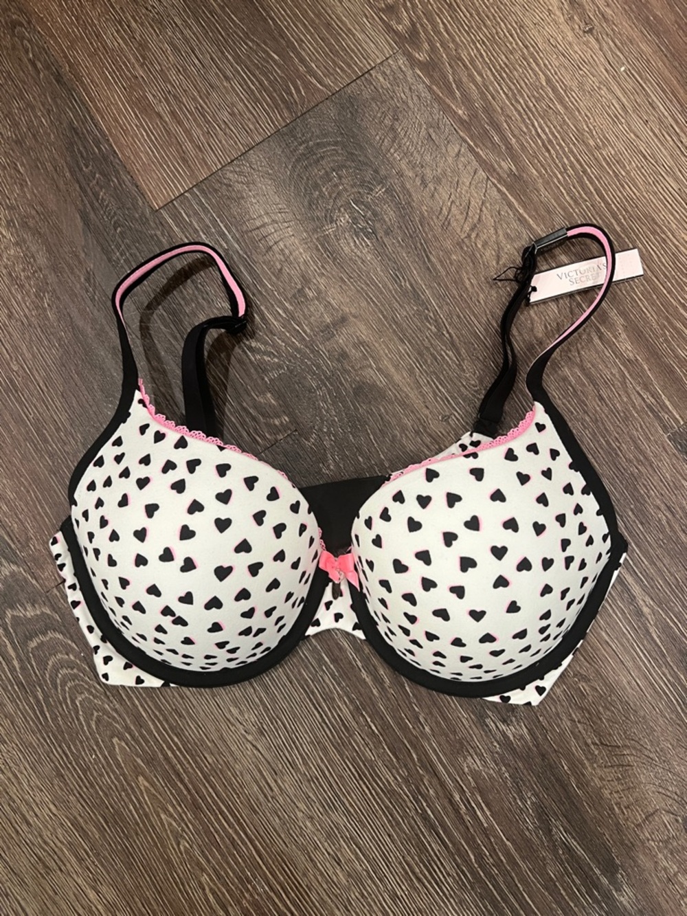 NWT Victoria's Secret Perfect Shape White Heart-Print Bra - 32DD